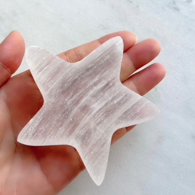 【数量限定】【美石】癒しの光　セレナイト　お星さま　プレート　4281
