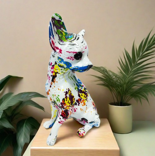 チワワ フィギュア グラフィティアート ストリートアート 樹脂製 置物 インテリア雑貨 アート オブジェ モダン ポップアート カラフル 犬 動物 オーナメント