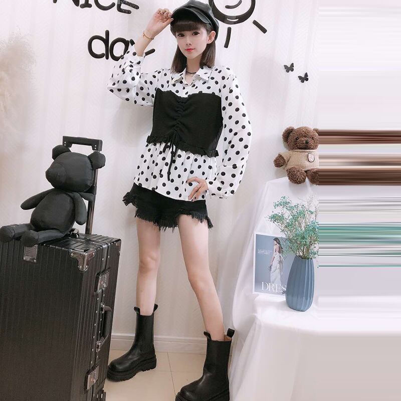 2020年秋新作プラスサイズレディースラペル長袖Tシャツファッションルーズバージョンのファットシスターmmスリムトップ ミックスインファッション39818899915