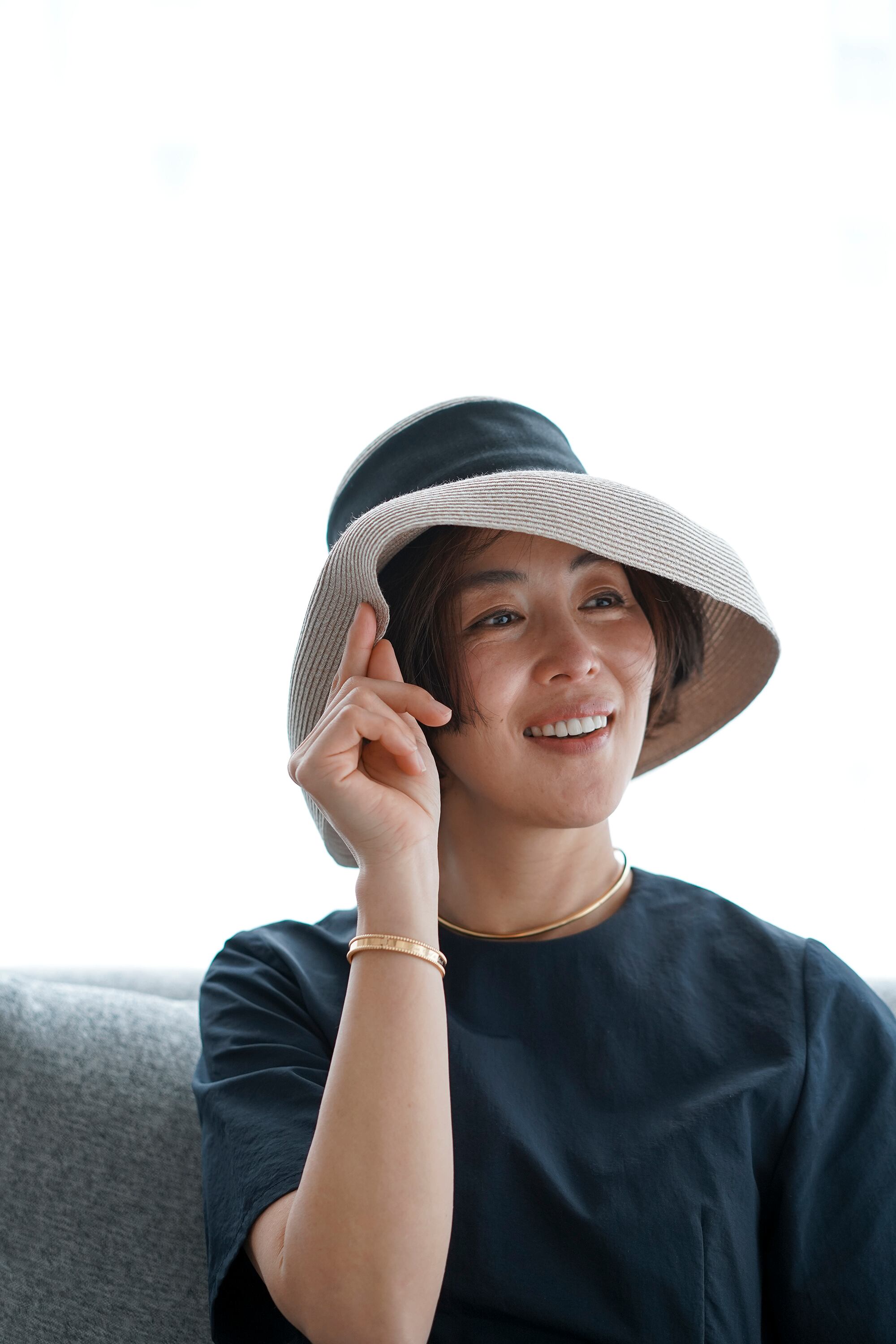 丸めて洗える SUMMER HAT オフホワイト×黒 | THE9SHOP