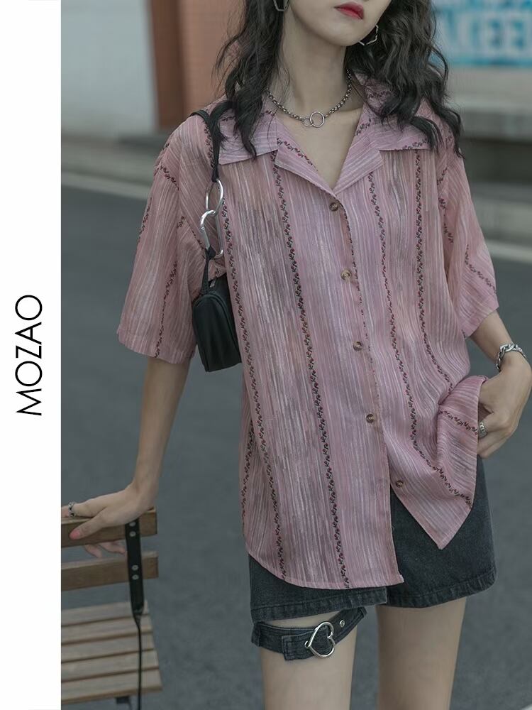 ストライプ 半袖シャツ　AJ3346-F02