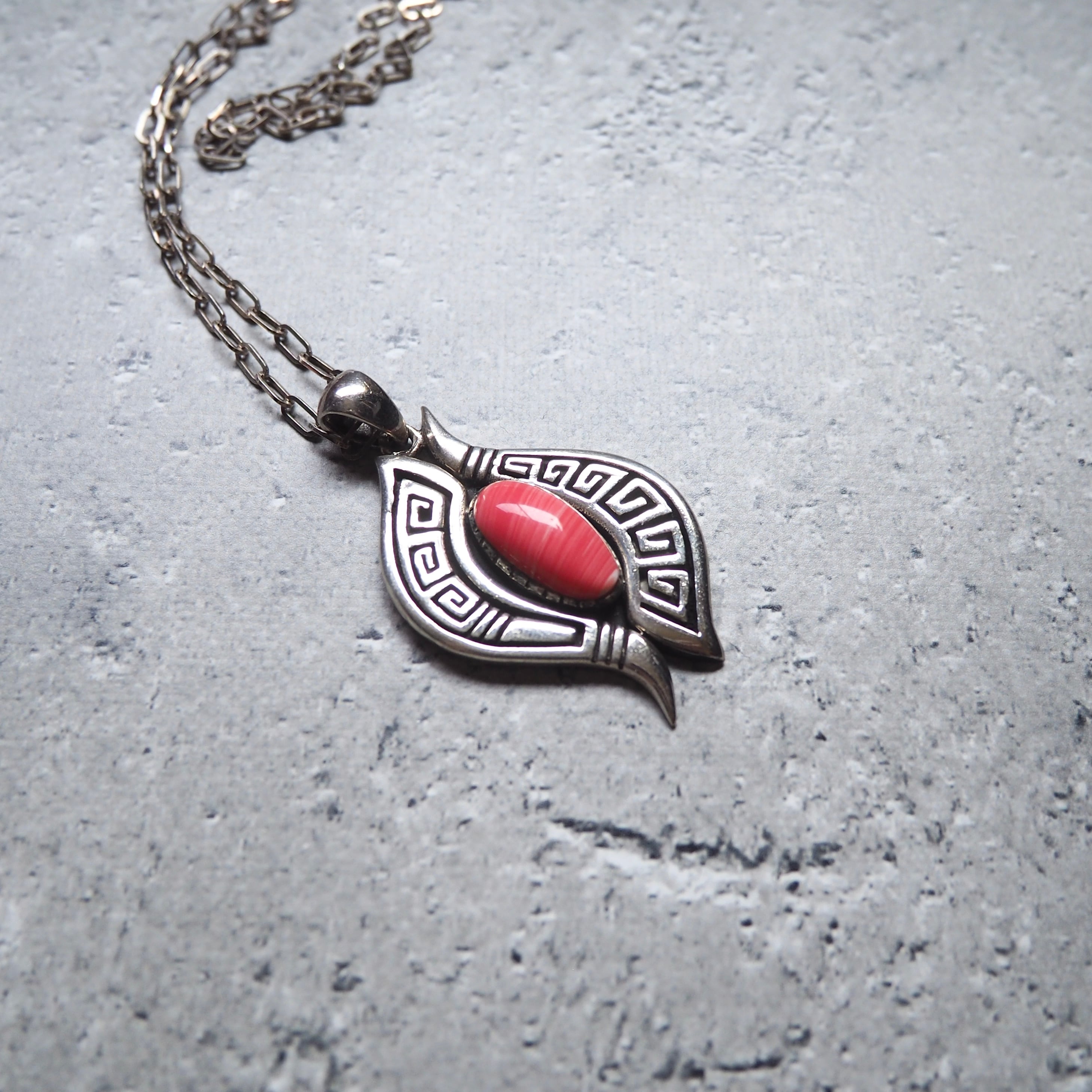 ” Silver 925 ” Spiny stone Custom vintage indian jewelry necklace