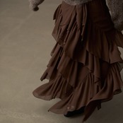 アシンメトリーフリルマキシスカート H0074