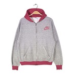 70s 80s ナイキ USA製 ヴィンテージスウェットパーカー オレンジタグ ジップアップ 2トーン バーガンディー グレー NIKE メンズS相当 古着 CG0464