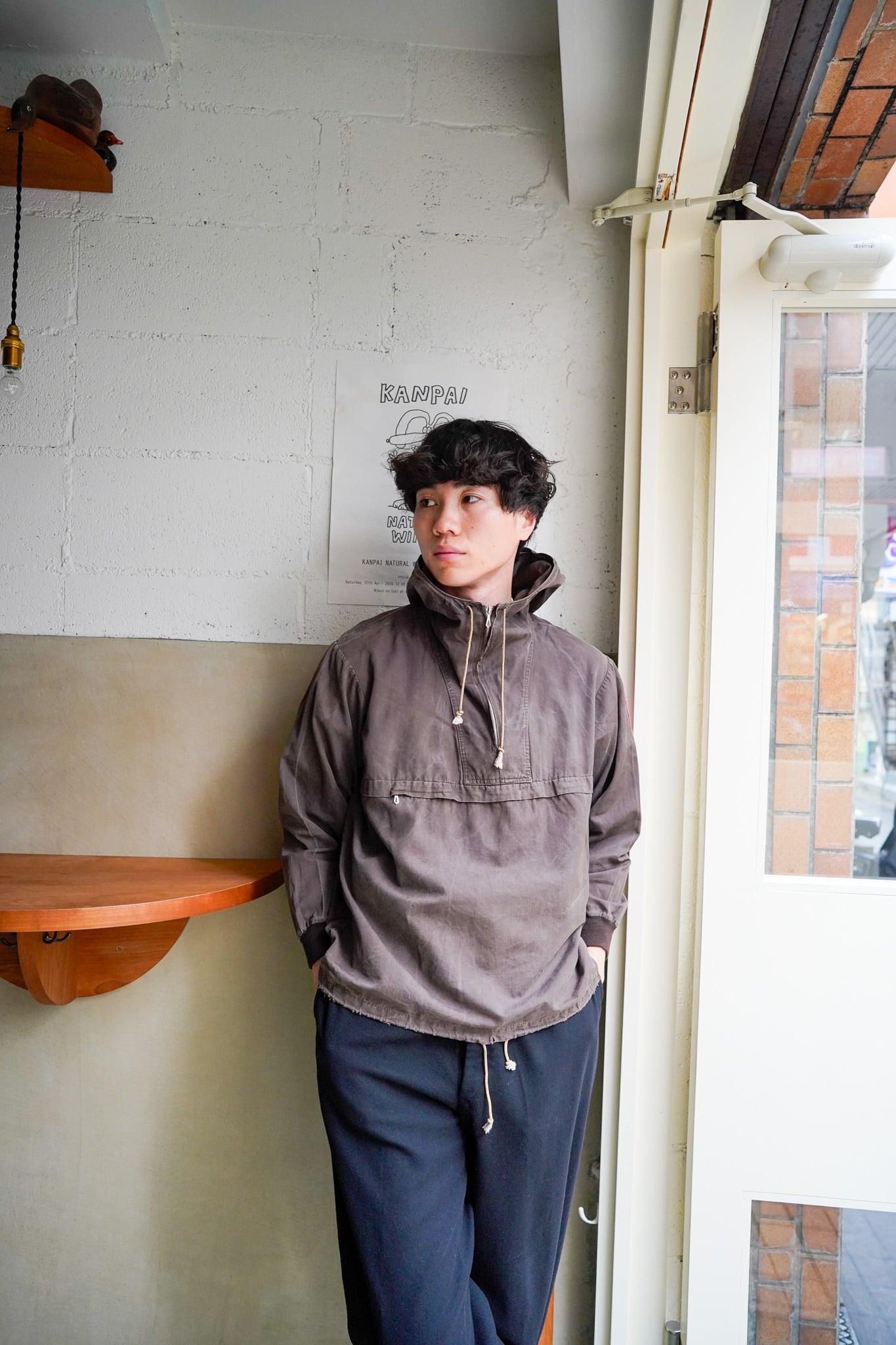 【1960s】"Made in Finland" Brown Cotton Fabric Alpine Smock / 6-303
