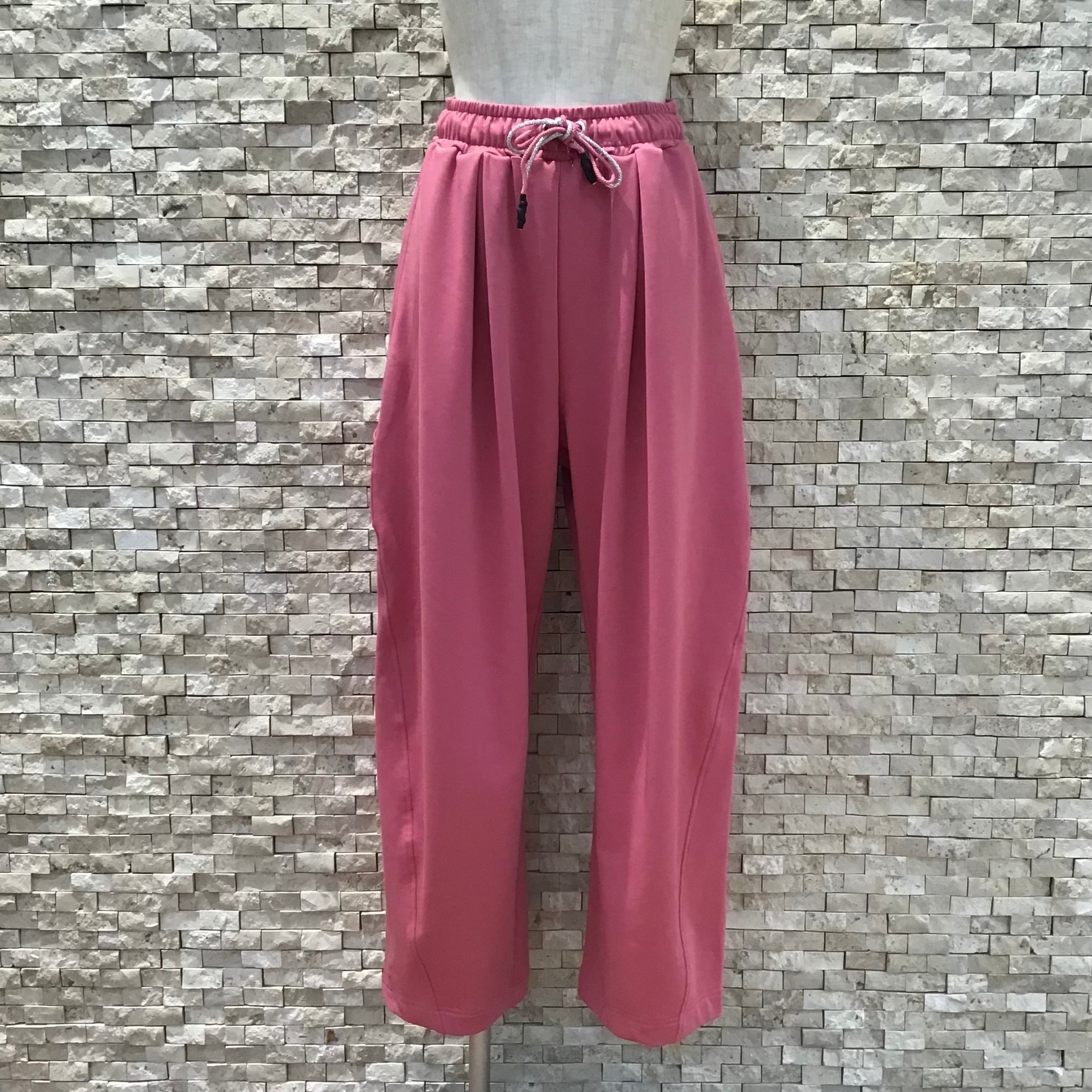 濃いピンク　厚手裏毛 33℃】ラメリボン裏毛スウェットワイドパンツ(bc605306) | FORME Base STORE