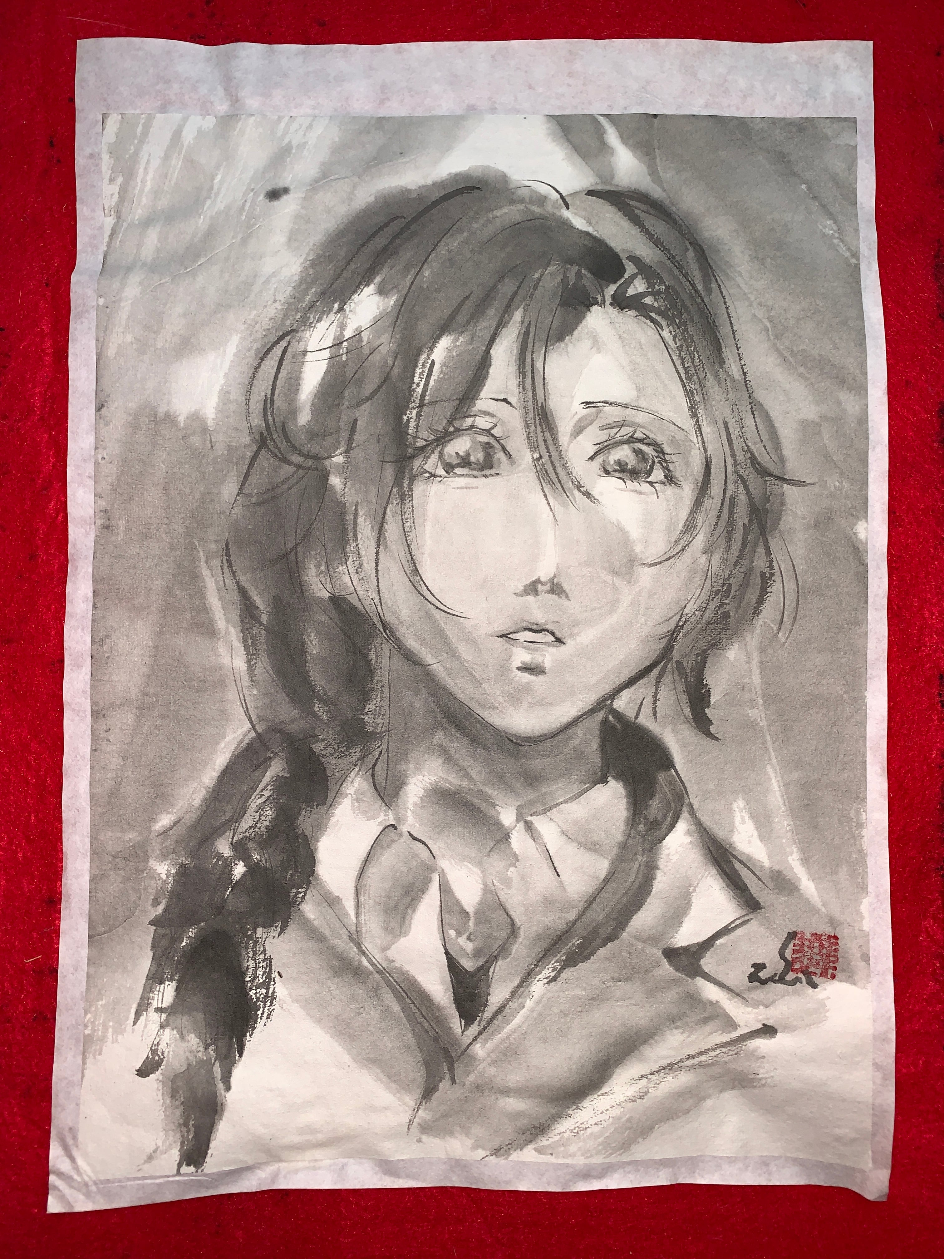 水墨画風 鉛筆画 肖像画 人物画 A4 【公式通販】
