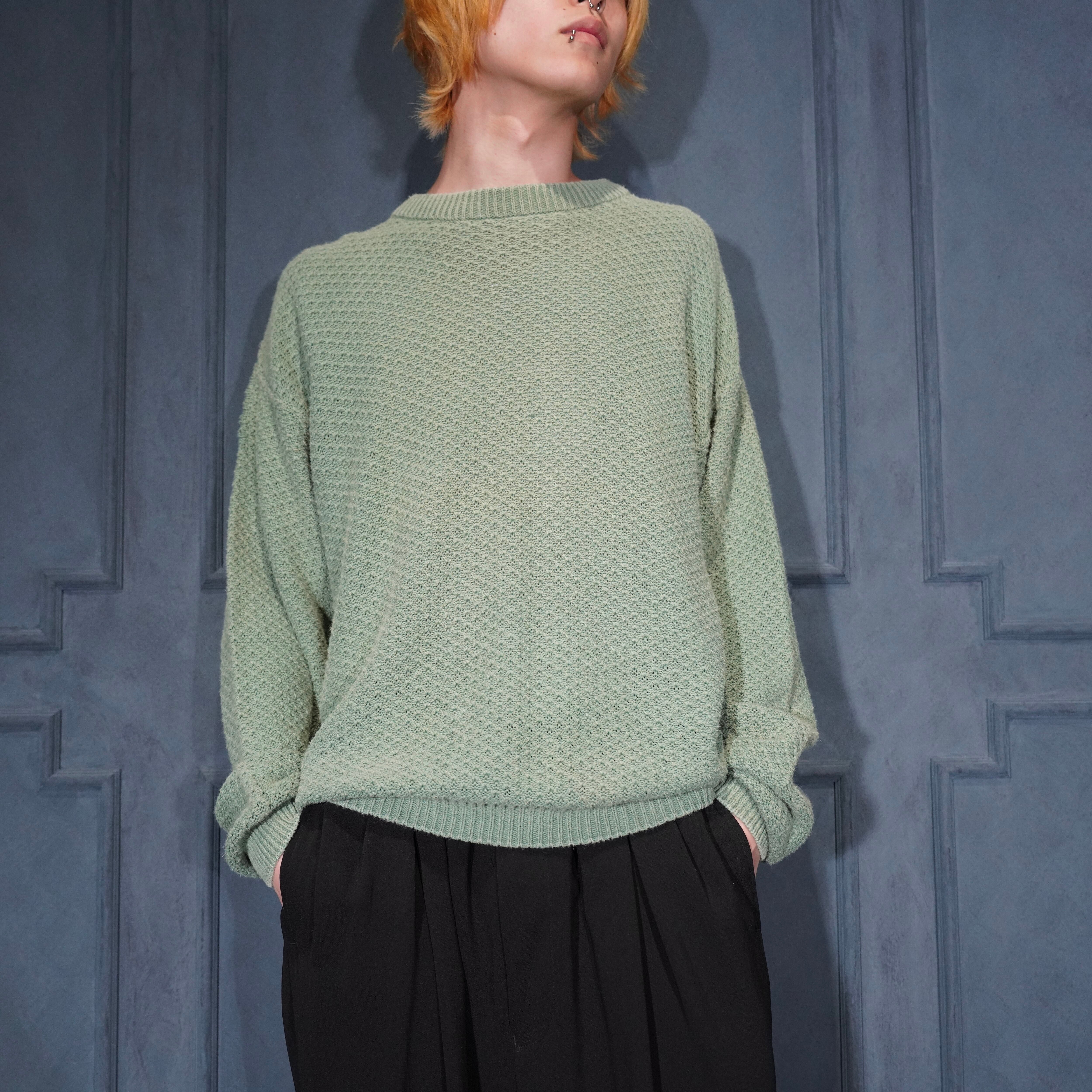 ヴィンテージニット☆70s☆アメリカ古着☆ハンドニット 古着 70-80s Ireland製 Rossan Knitwear 畦編み ローゲージ ヘビー