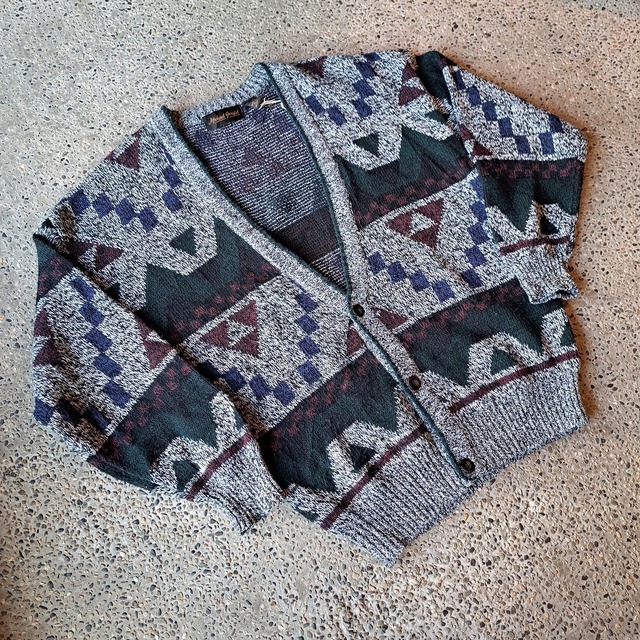 総柄アクリルカーディガン used [211074]