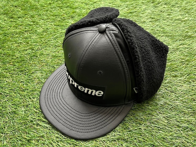 Supreme × NEW ERA LEATHER EARFLAP BOX LOGO CAP 60.6cm 05275