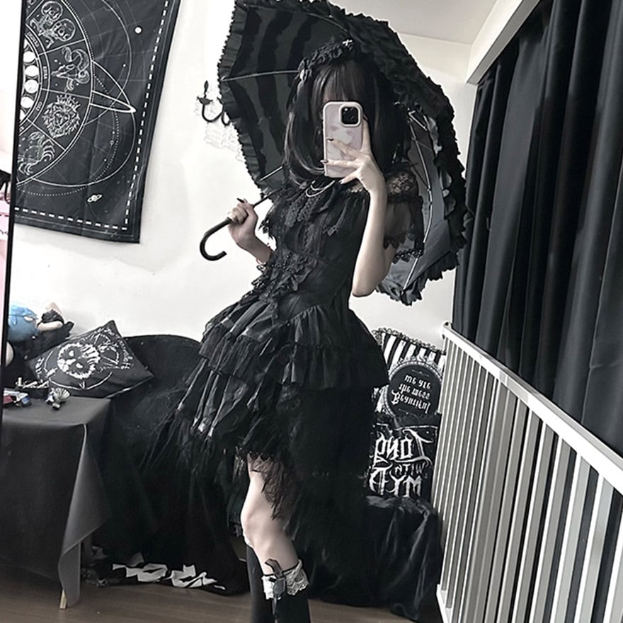 地雷系 ゴスロリ ワンピース レース フリル ダークファッション