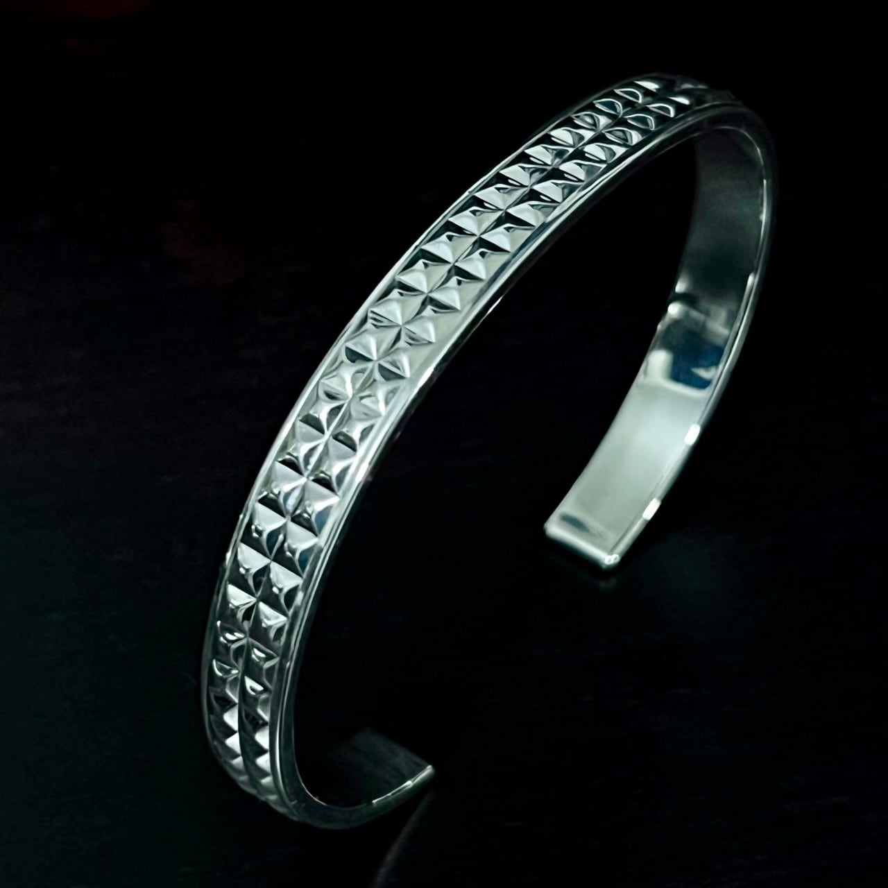 OLD TIFFANY & CO. Studs Narrow Cuff Bracelet Sterling Silver