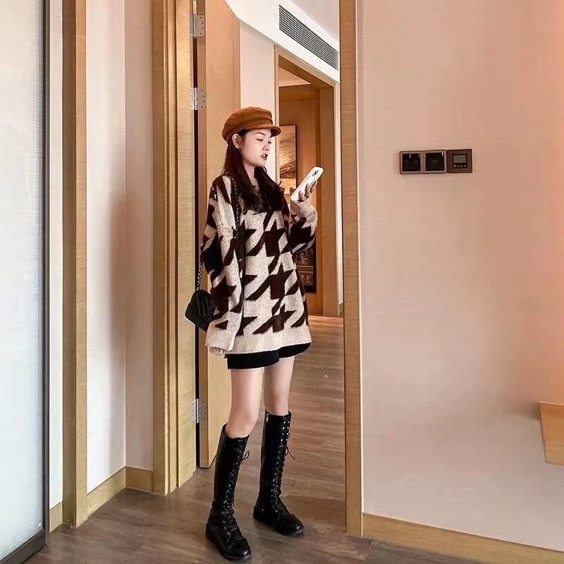 ビッグ千鳥柄ニット