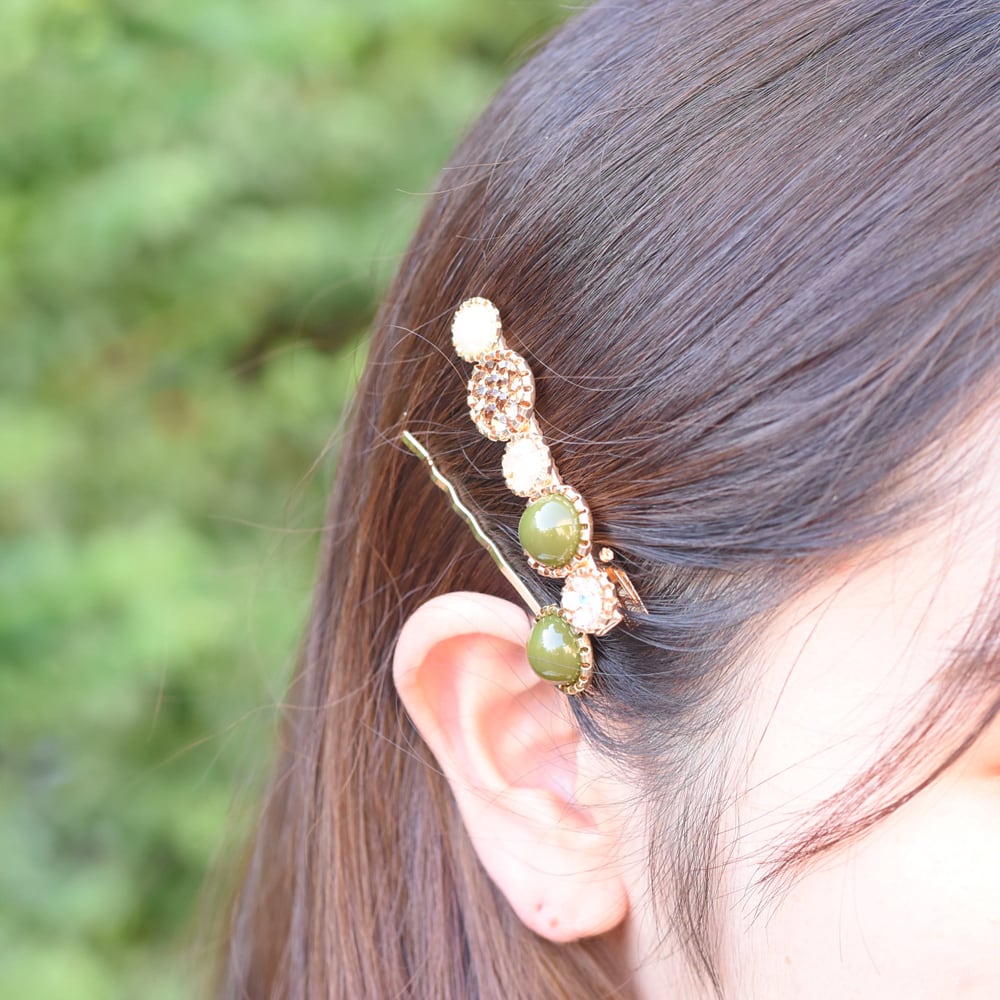 ヘアピン サークル ビジュー キラキラ パール 髪飾り 2本セット | HAPI&Co