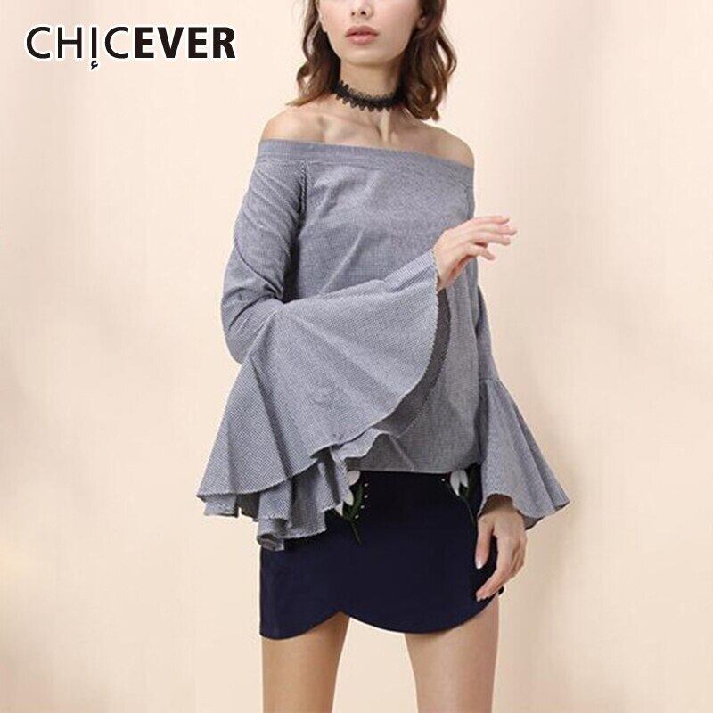 CHICEVERレディースTシャツスラッシュネックオフショルダーバタフライスリーブプラスサイズプルオーバーシャ​​ツ2020 大きめサイズ 6base540927557176