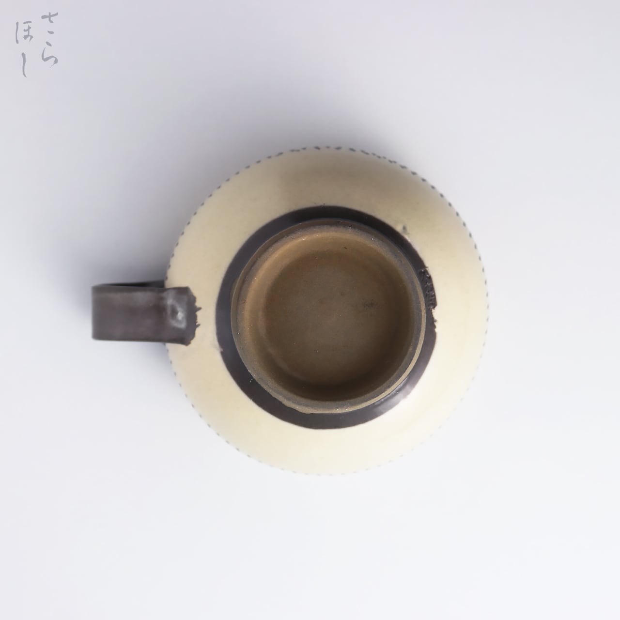 小鹿田焼 小袋窯 手付スープカップ 中央飛びかんな 白 口径約11.5cm