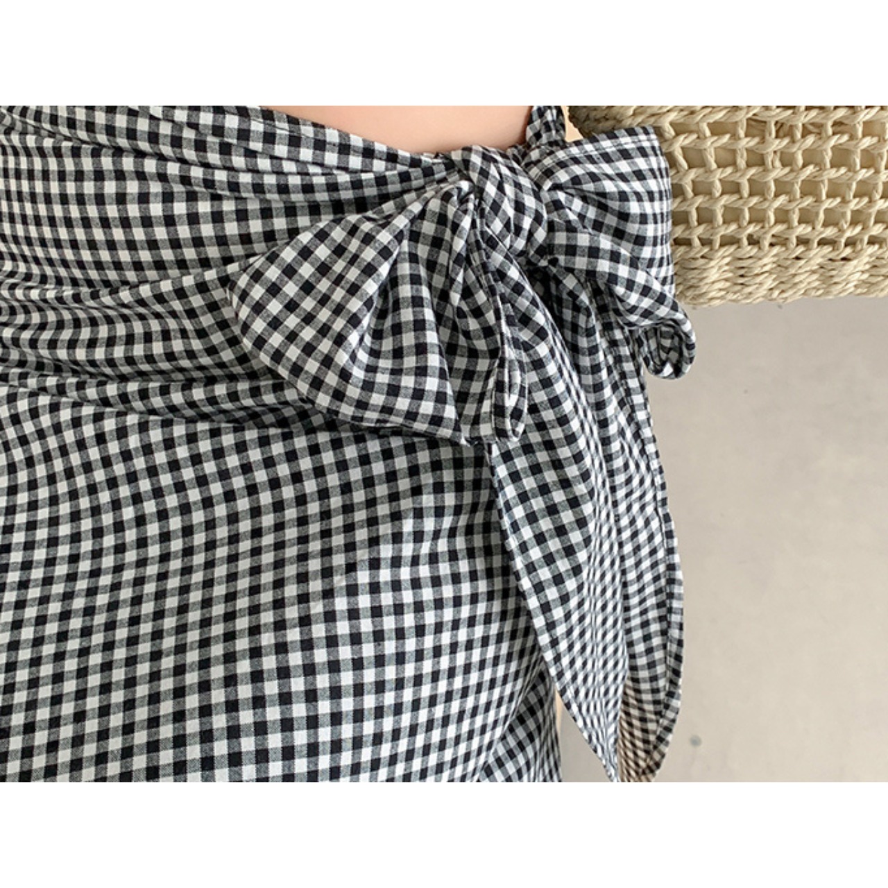 ウエストリボン ギンガムチェック スカート 10217