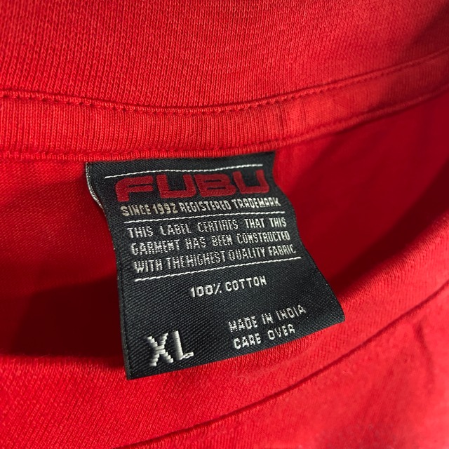 『送料無料』タグ付きデッドストック品 FUBU 刺繍ブランドネームロゴロンT レッド XL