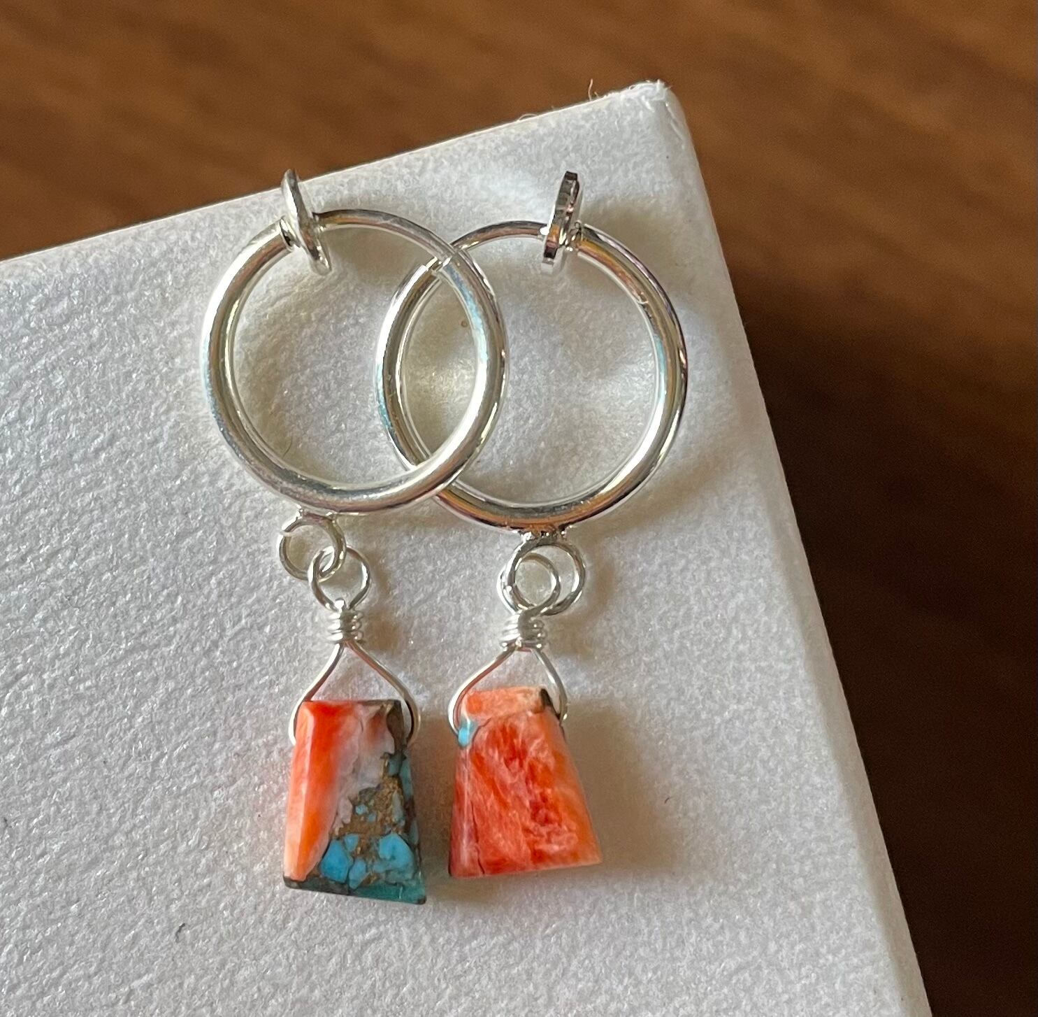 天然石イヤリング アクアマリン シルバーフープイヤリング 129-4 樹脂