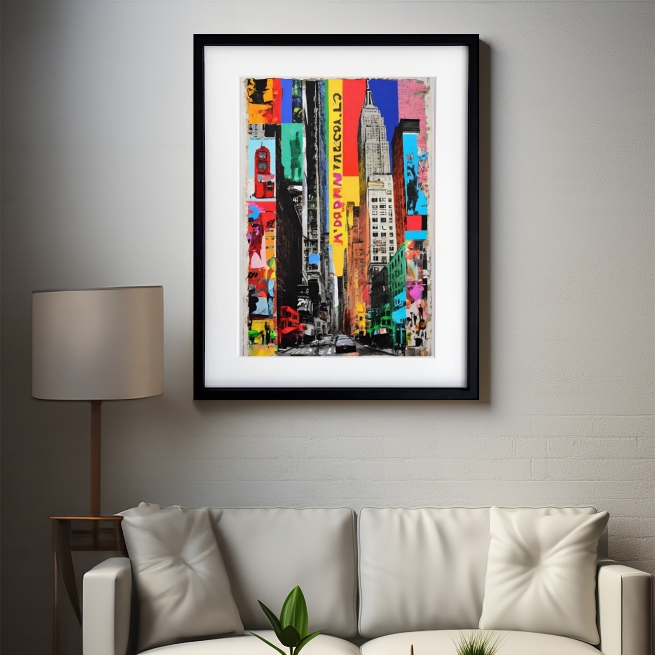 New York Dreamin'｜抽象×カラフルで描くニューヨークアートポスター｜タイムズスクエアを大胆に表現｜都会的でスタイリッシュな空間に｜A4ポスター