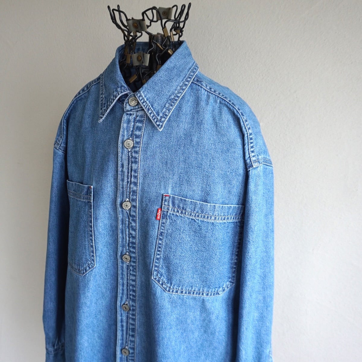 1990's [Levi's] ルーズフィット L/S デニムシャツ ブルー 実寸(XS〜S