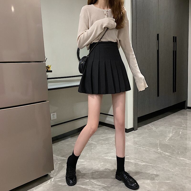 韓国っぽ ガーリー Aライン ミニ丈 プリーツ スカート ミニスカート 美脚見え スタイルアップ 着回し抜群 スクール コーデ カジュアル デート Lamitte Deco トレンド 韓国ファッション ショップ Base店