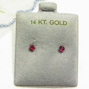 14KT (14金)製、ガーネットのスタッドピアス  アクセサリーのセール通販　11461P