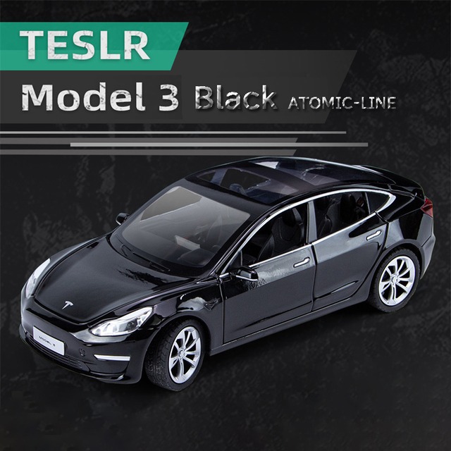 テスラ MODEL3 1/24 ミニカー 全3色 ライト点灯 エンジンサウンド 合金モデル 模型 ジオラマ