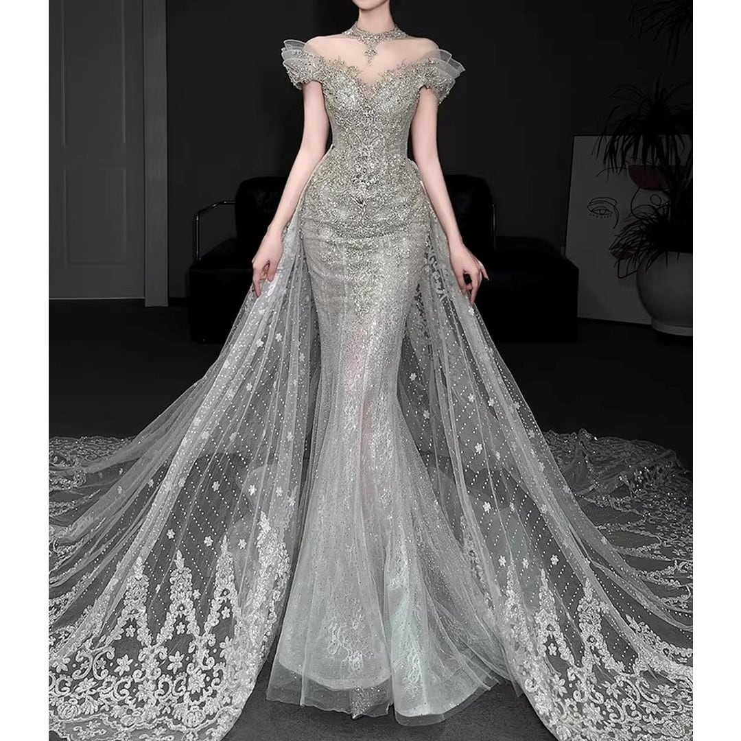 Off-shoulder mermaid evening dress V3319