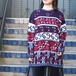 USA VINTAGE FLOWER PATTERNED DESIGN KNIT MADE IN USA/アメリカ古着花柄デザインニット