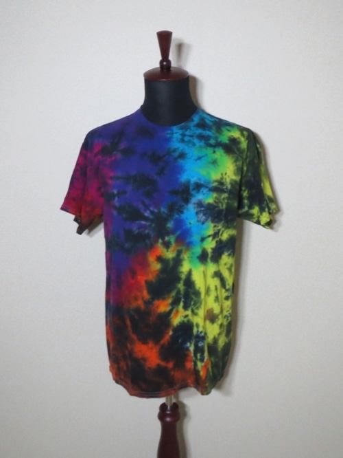 CROW TIPI TIE-DYE BLACK RAINBOW SPLAT POCKET TEE 1