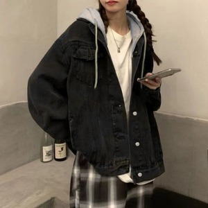 デニムジャケット XXL 長袖 レディース 送料無料 オーバーサイズ フード付き レイヤード 春秋冬 アウター 141971