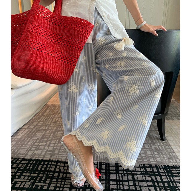 タッセルロープストライプパンツ　R01126