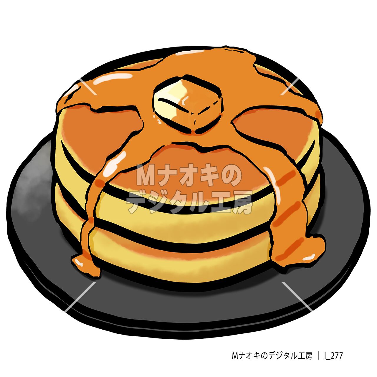 ホットケーキ（筆タッチ） 【I_277】 pancakes （brush style）