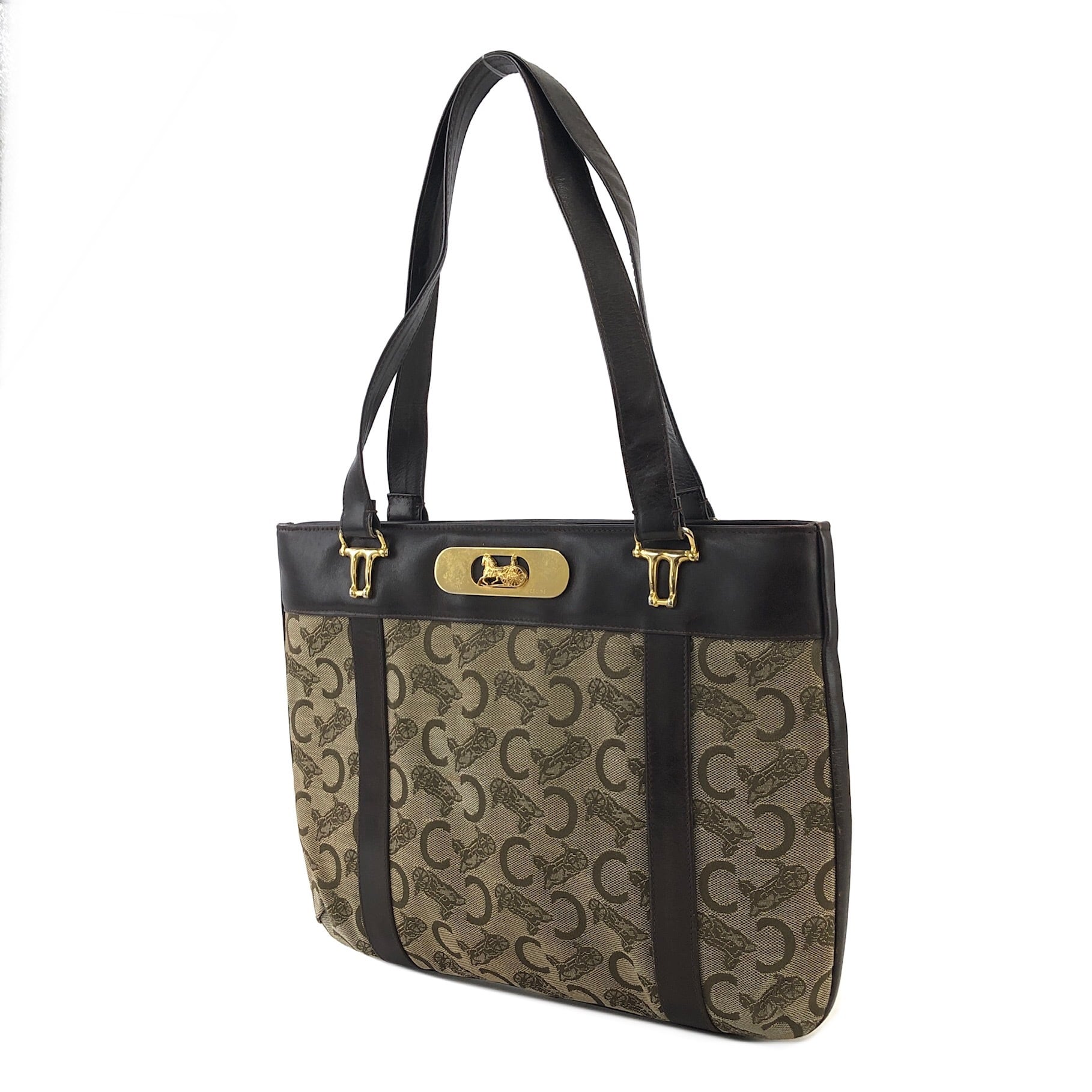 CELINE セリーヌ 馬車 ホースキャリッジ ジャガード×レザー トート