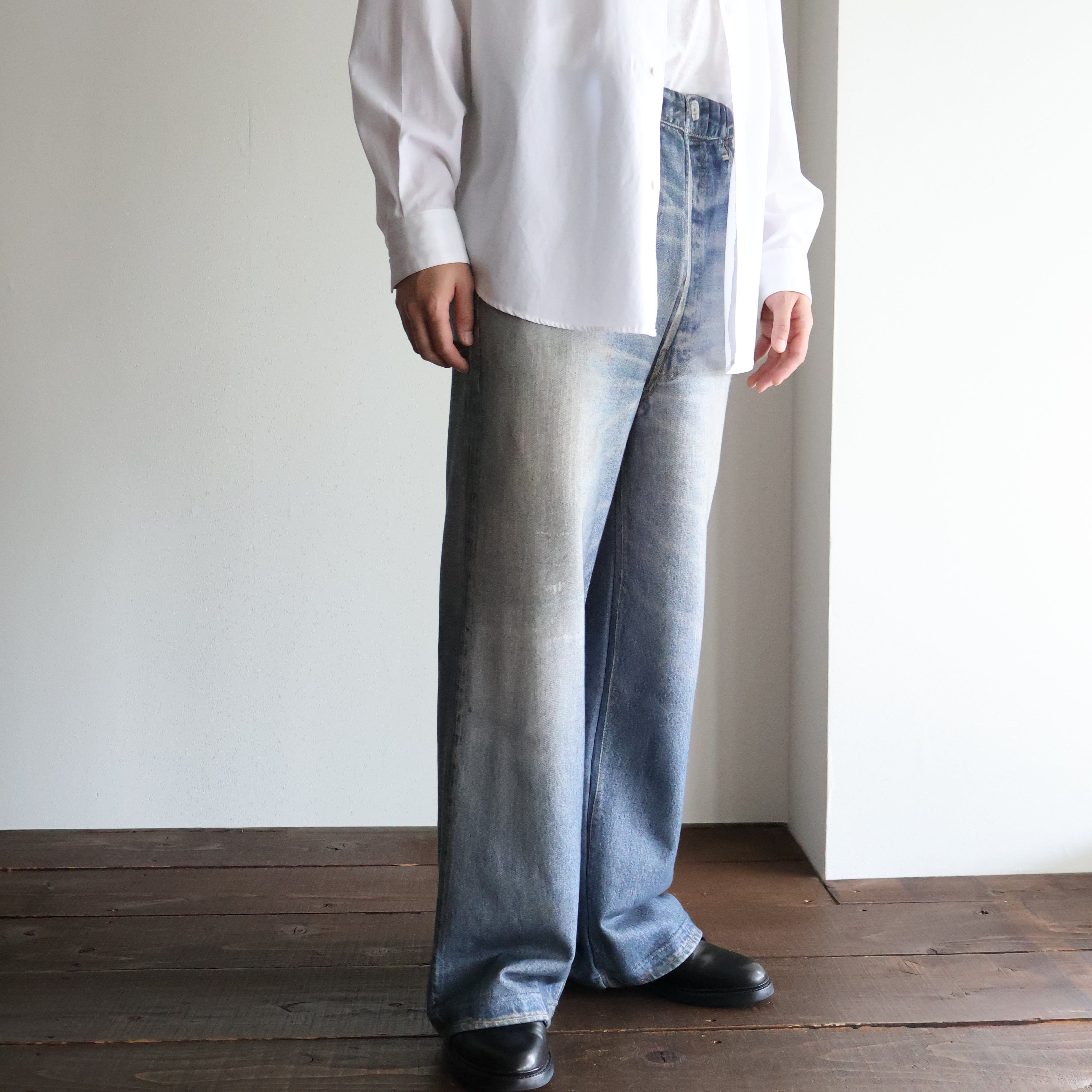TOLQ “ Trompe l’oeil Denim Sweat Pants ( Bule )”