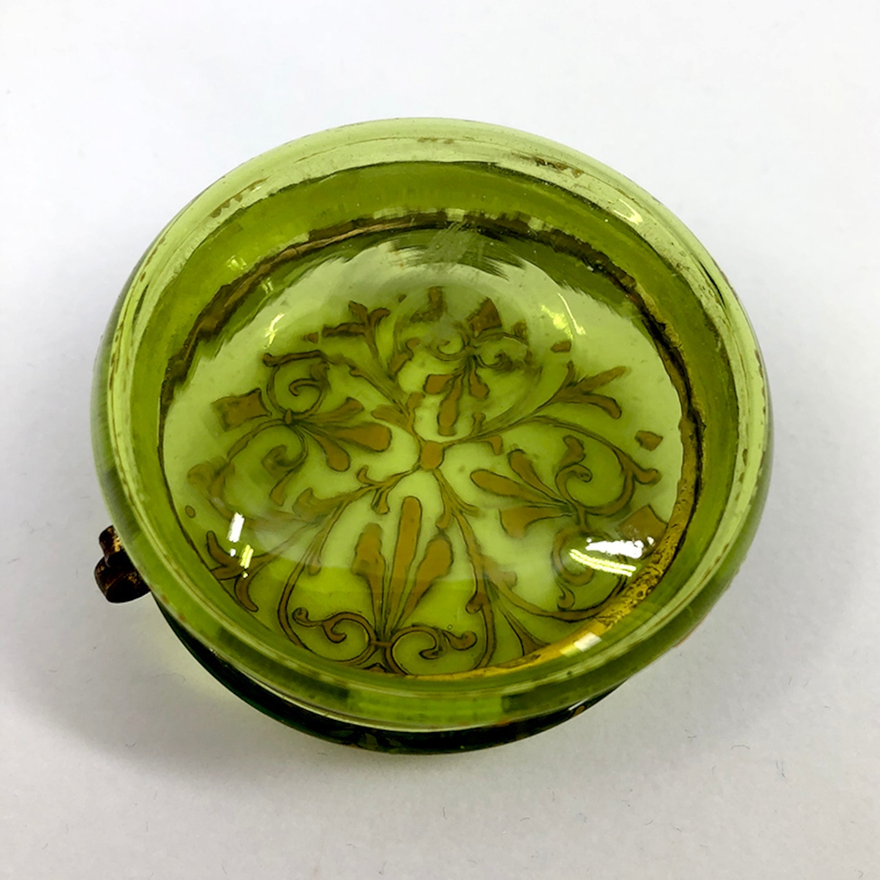 緑ガラスのジュエリーケース　蝶番ケース　 15otb2