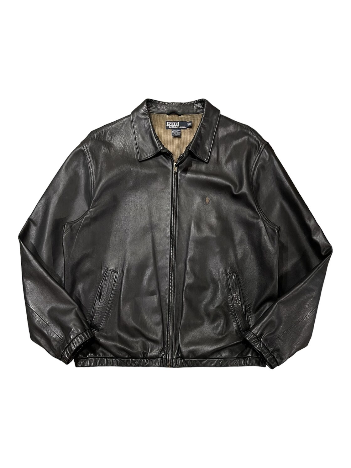 90s Polo by Ralph Lauren Black Lether Harrington Jacket ラルフ  