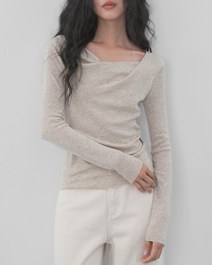 Twist neck slim knit ◇2color TH3649