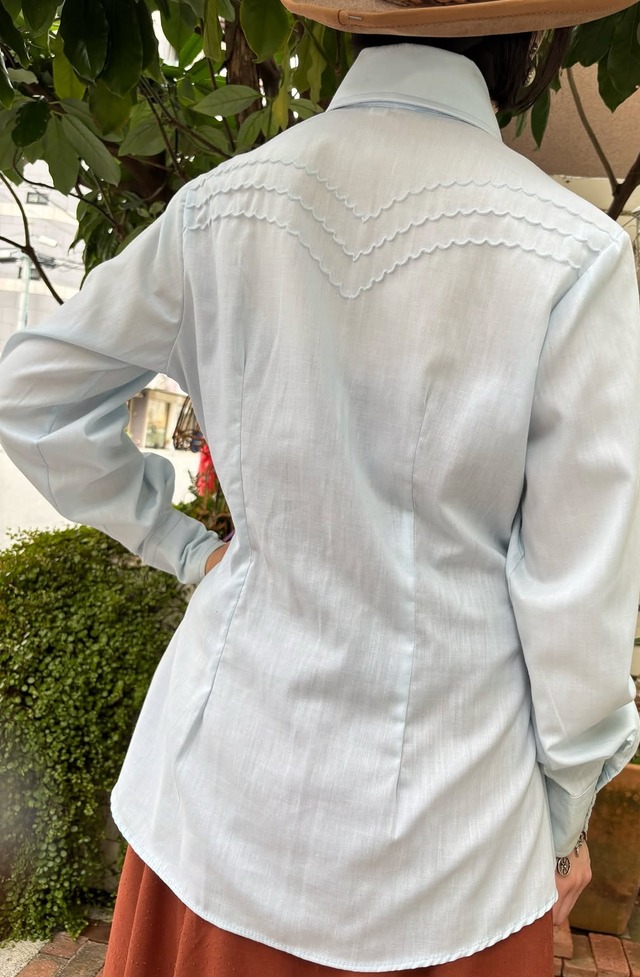 70's blue western blouse