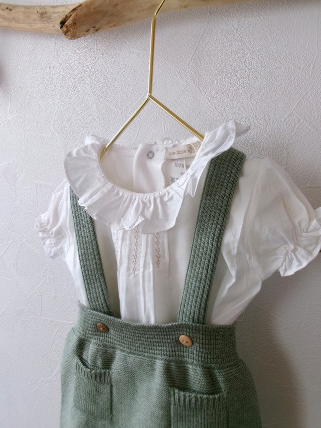 【wedoble】Organic cotton knit rompers（green）