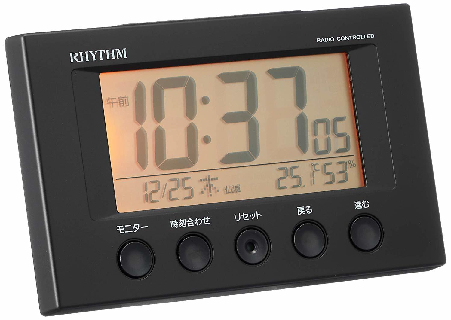 リズム時計 RHYTHM 電波 目覚まし 時計 フィットウェーブスマート ブラック 8RZ166SR02 | 目覚まし時計図鑑