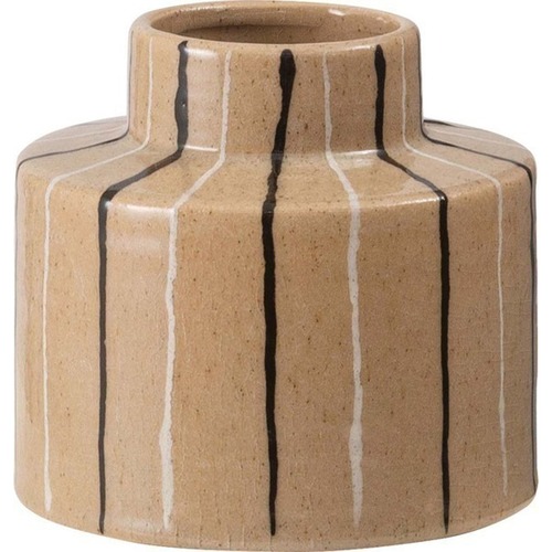 フラワーベース 花瓶 花びん かびん フラワースタンド 陶器 ドライフラワー 生花 卓上 床置き 陶器製 和モダン モダン レトロ ベーシック インテリア 寝室 リビング 玄関 廊下 室内 大きめ ベージュ グレー 高さ14cm ストライプ ボーダー スリム