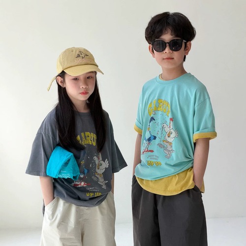 【KID】チキンアップ英字プリント半袖Tシャツ