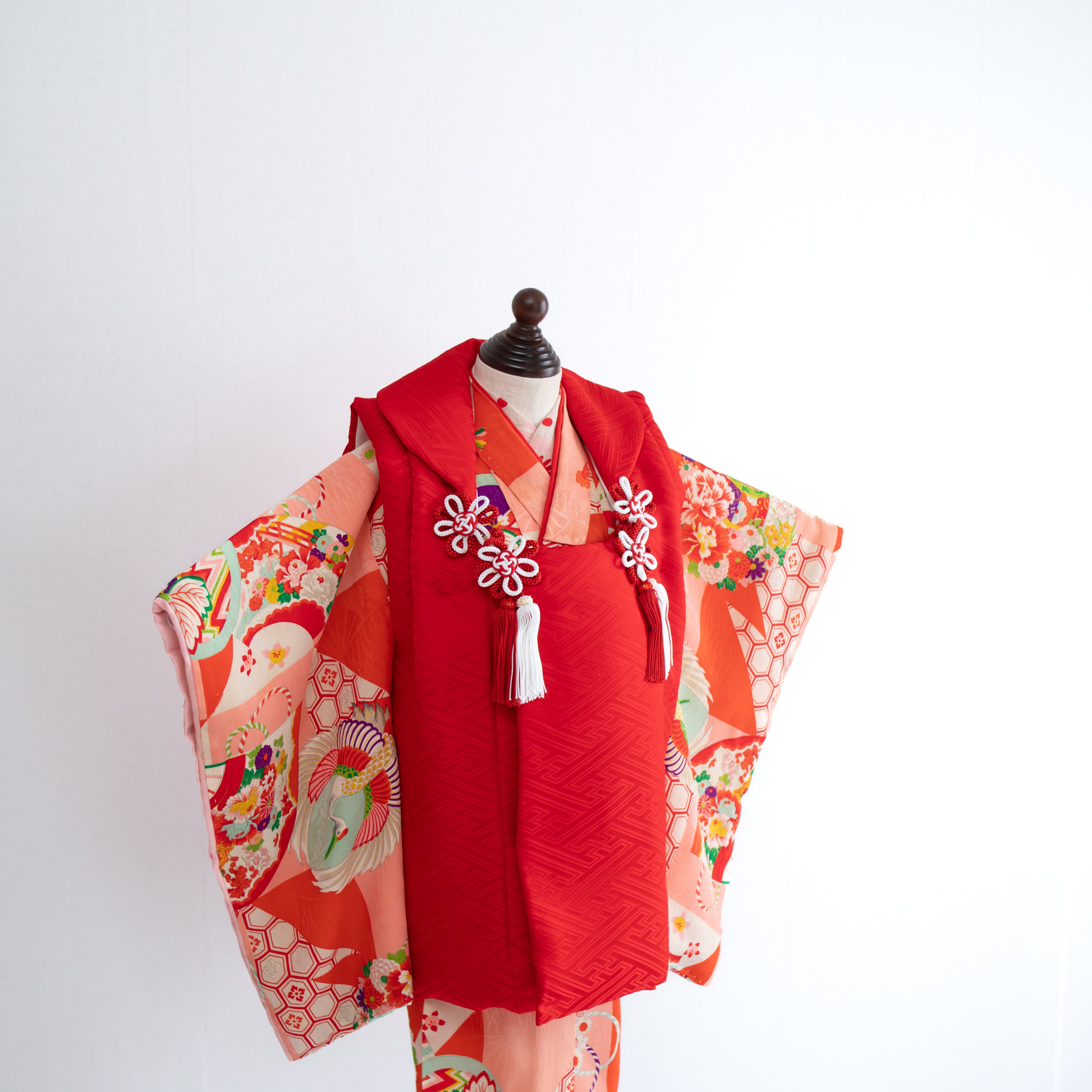 女の子被布style『桃花扇』/SS3018 (対応身長目安 腰揚げ無の場合 82㎝~86㎝) (腰揚げ有の場合 82㎝~90㎝)