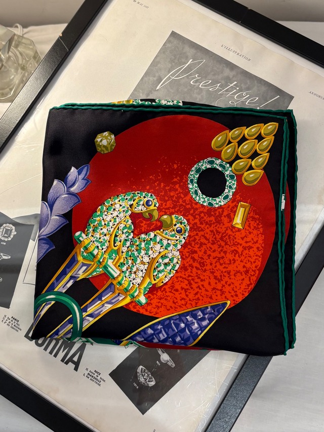 Cartier / vintage jeweled motif scarf.