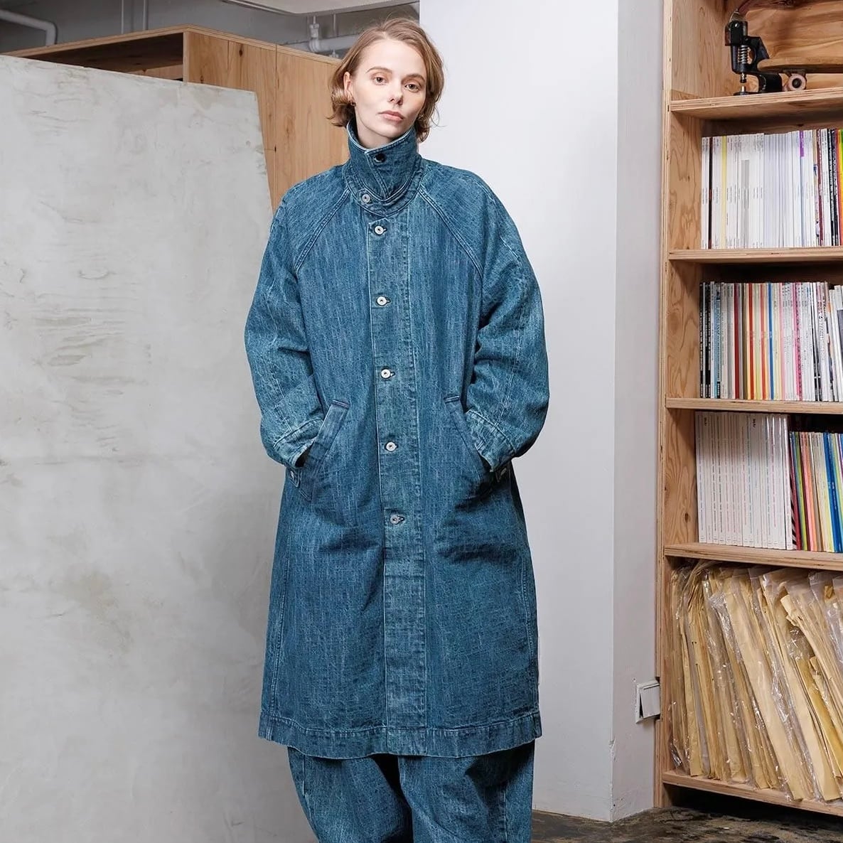 VOAAOV』 RANDOM CRUNCH DENIM Long Coat / used | SUKIKIRAI