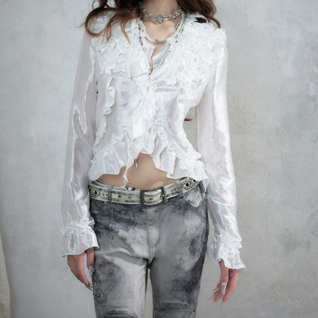 Shiny Ruffle Blouse E7167