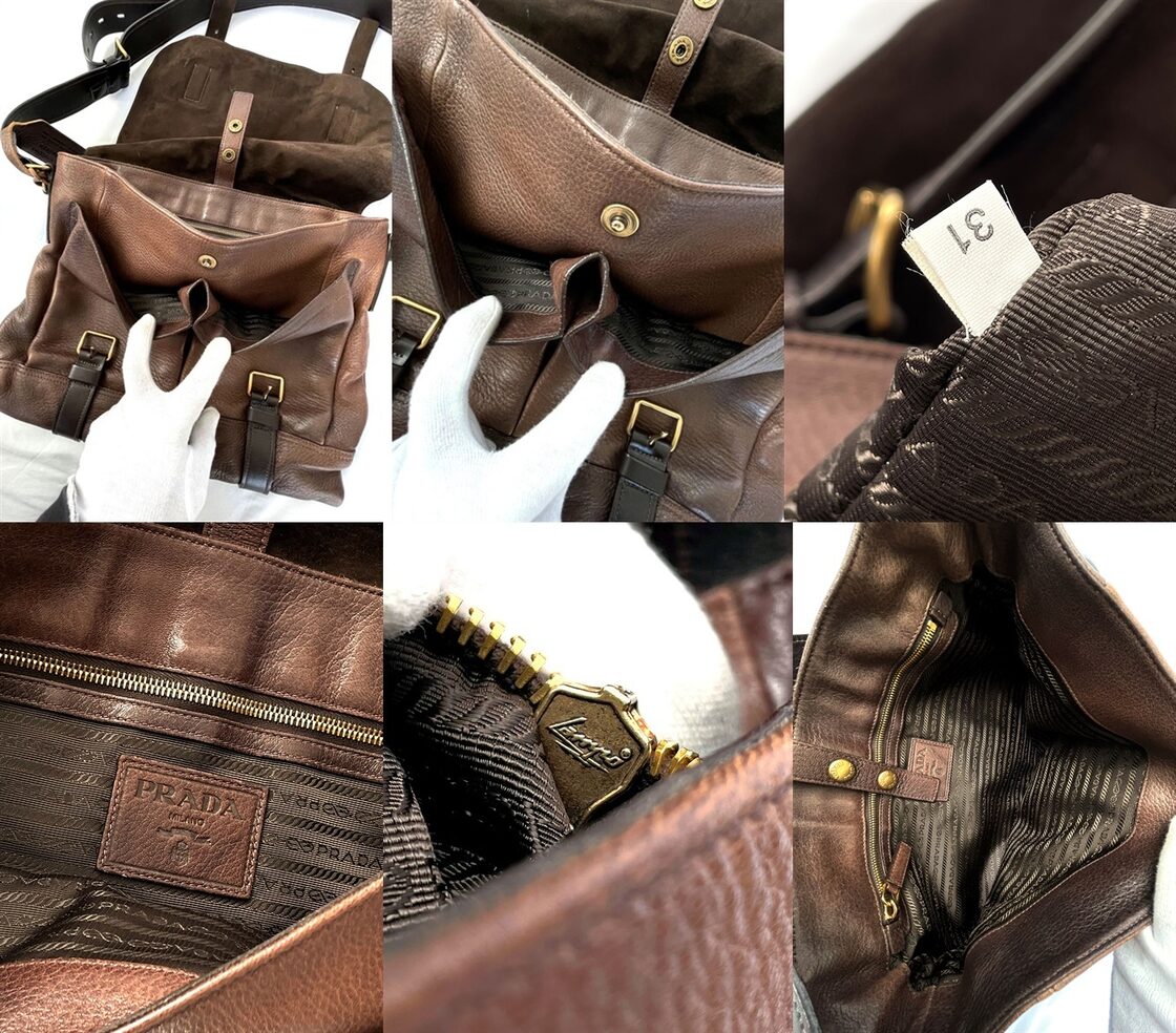 PRADA プラダ ロゴ ディアスキン レザー ショルダーバッグ メンズ 