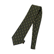 YVES SAINT LAURENT イヴサンローラン シルク100% ボタニカル柄 ネクタイ ネイビー グリーン/タグ付き